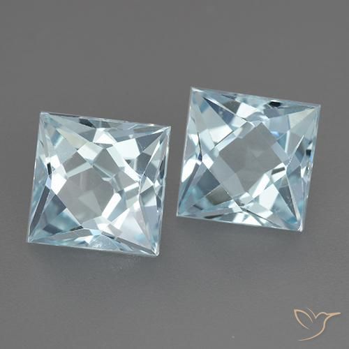 Gemas de Topacio Azul Cielo natural de 4.24 ct, Cuadrado, VVS