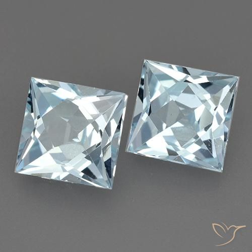 Gemas de Topacio Azul Cielo natural de 4.08 ct, Cuadrado, VVS