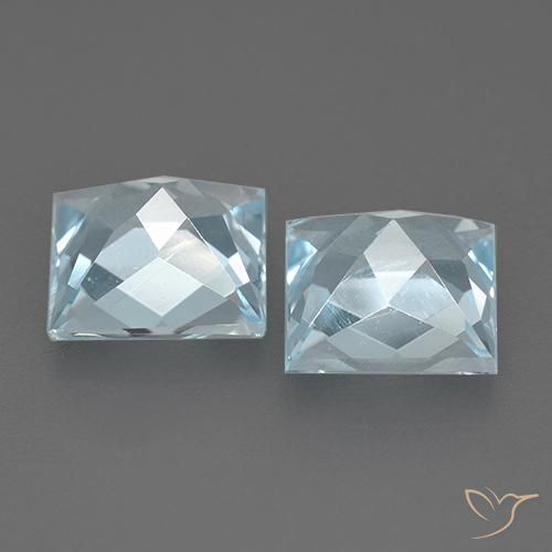 Gemas de Topacio Azul Cielo natural de 4.08 ct, Cuadrado, VVS