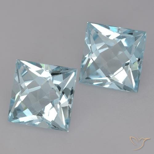 Gemas de Topacio Azul Cielo natural de 4.21 ct, Cuadrado, VVS-VS