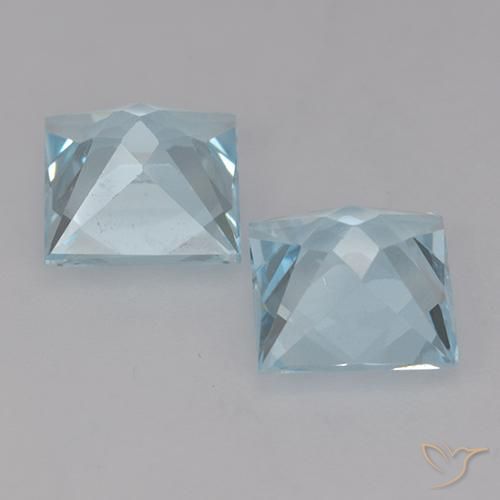 Gemas de Topacio Azul Cielo natural de 4.21 ct, Cuadrado, VVS-VS
