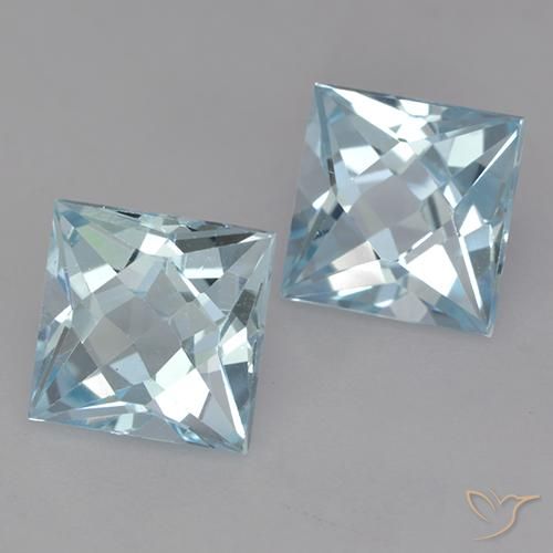 Gemas de Topacio Azul Cielo natural de 4.29 ct, Cuadrado, VVS