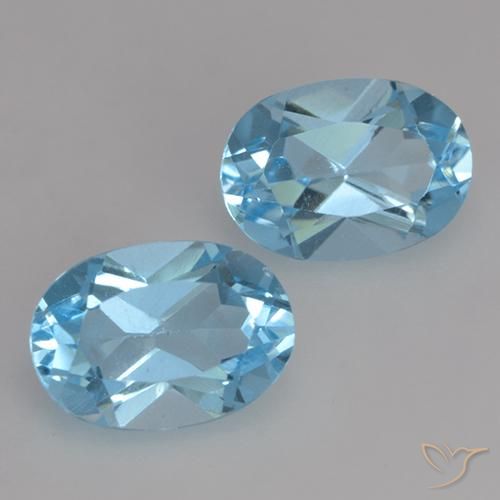 Gemas de Topacio Azul Suizo natural de 1.95 ct, Ovalada, VVS-VS