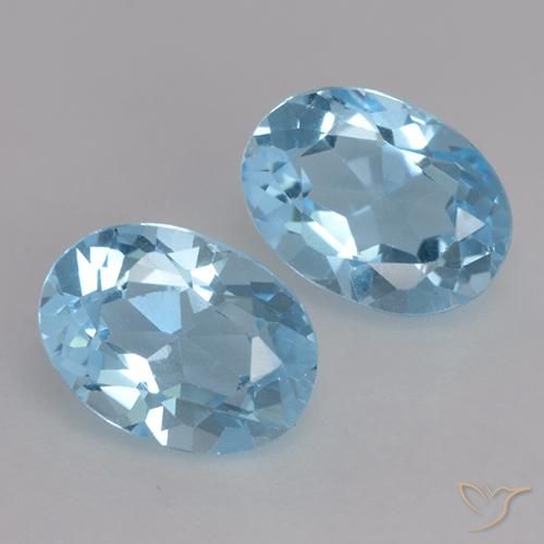 Gemas de Topacio Azul Cielo natural de 2.13 ct, Ovalada, VVS-VS