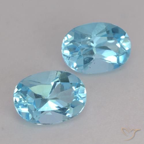 Gemas de Topacio Azul Suizo natural de 2.08 ct, Ovalada, VVS-VS