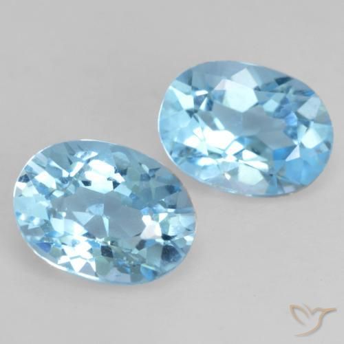 Gemas de Topacio Azul Cielo natural de 2.13 ct, Ovalada, VVS-VS