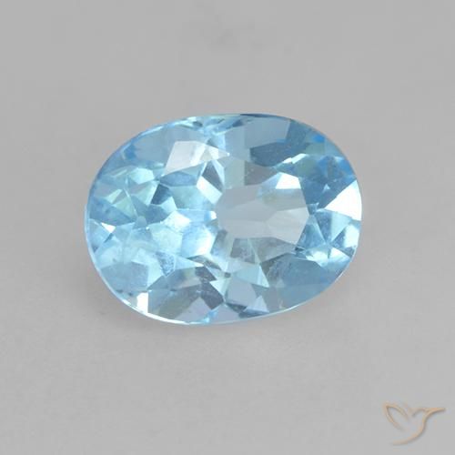 Topacio Azul Suizo natural de 1.24 ct, Ovalada, VVS-VS
