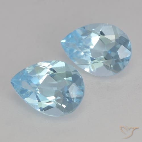 Gemas de Topacio Azul Cielo natural de 1.74 ct, En forma de pera, VVS-VS