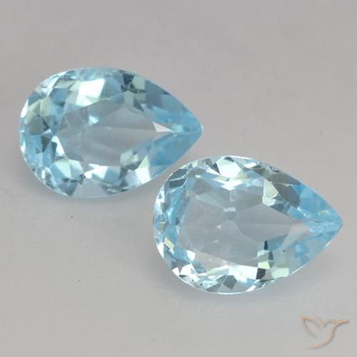 1.74ctw Natural Azul Cielo Topacio, En forma de pera, VVS-VS