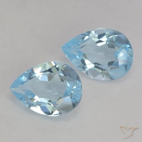 Gemas de Topacio Azul Cielo natural de 1.63 ct, En forma de pera, VS