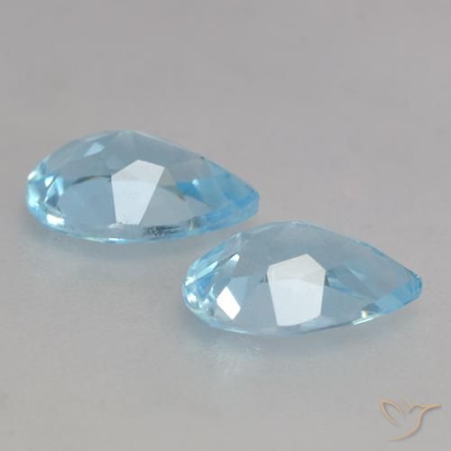 Gemas de Topacio Azul Cielo natural de 1.63 ct, En forma de pera, VS