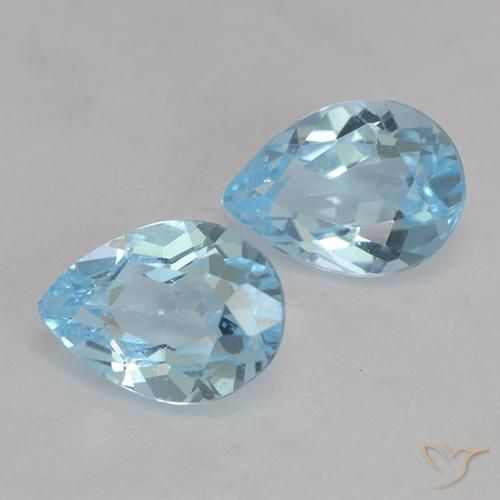 Gemas de Topacio Azul Cielo natural de 1.65 ct, En forma de pera, VVS-VS