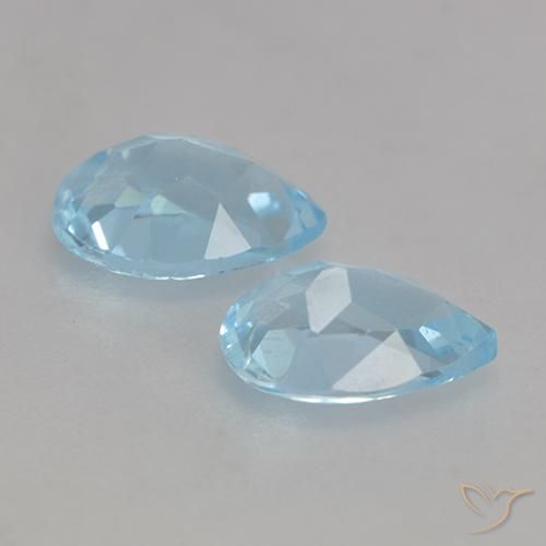 Gemas de Topacio Azul Cielo natural de 1.65 ct, En forma de pera, VVS-VS