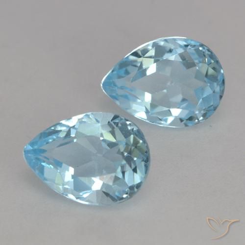 Gemas de Topacio Azul Cielo natural de 1.87 ct, En forma de pera, VVS-VS