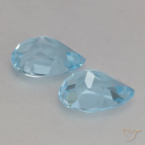 Gemas de Topacio Azul Cielo natural de 1.87 ct, En forma de pera, VVS-VS
