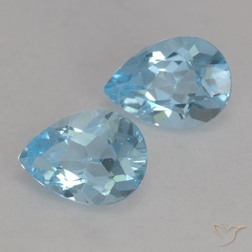 Gemas de Topacio Azul Suizo natural de 1.73 ct, En forma de pera, VVS-VS