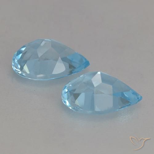Gemas de Topacio Azul Suizo natural de 1.73 ct, En forma de pera, VVS-VS