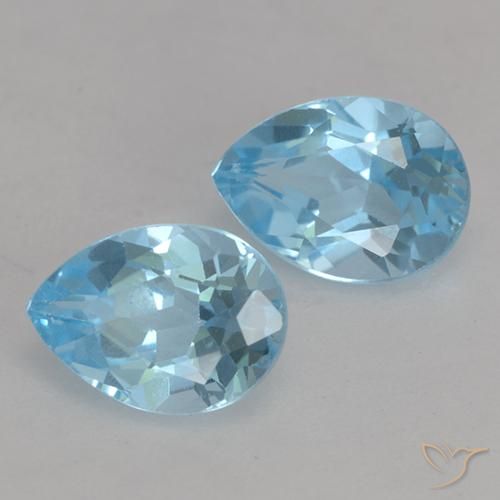 Gemas de Topacio Azul Cielo natural de 1.93 ct, En forma de pera, VS