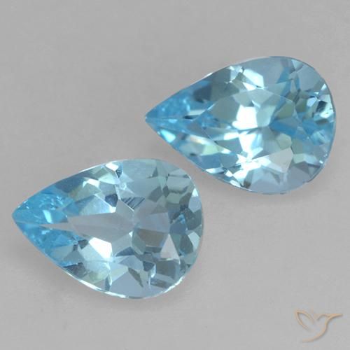 Gemas de Topacio Azul Suizo natural de 1.53 ct, En forma de pera, VVS-VS