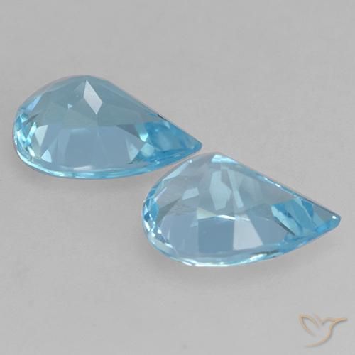 Gemas de Topacio Azul Suizo natural de 1.53 ct, En forma de pera, VVS-VS