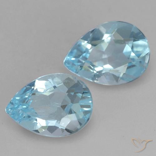 Gemas de Topacio Azul Cielo natural de 1.62 ct, En forma de pera, VVS-VS