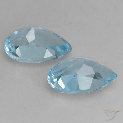 Gemas de Topacio Azul Cielo natural de 1.62 ct, En forma de pera, VVS-VS