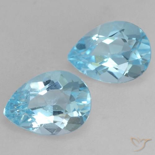 Gemas de Topacio Azul Cielo natural de 1.75 ct, En forma de pera, VS
