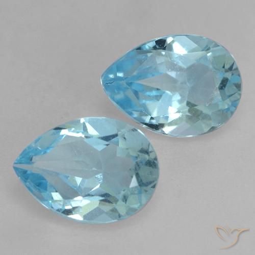 Gemas de Topacio Azul Cielo natural de 1.69 ct, En forma de pera, VVS-VS
