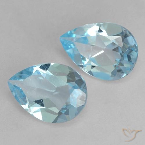 Gemas de Topacio Azul Cielo natural de 1.48 ct, En forma de pera, VVS-VS