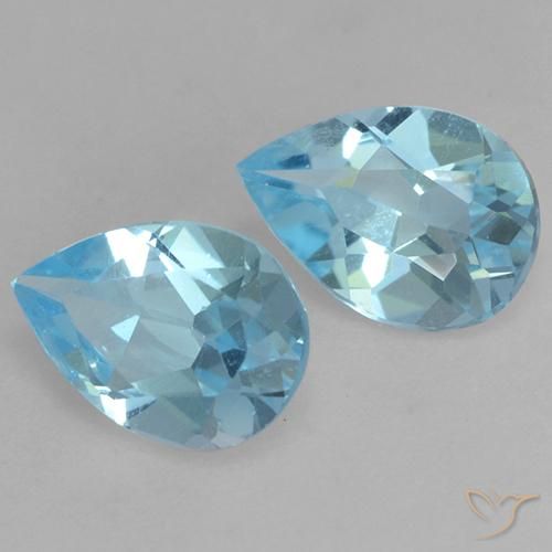 Gemas de Topacio Azul Suizo natural de 1.53 ct, En forma de pera, VVS-VS