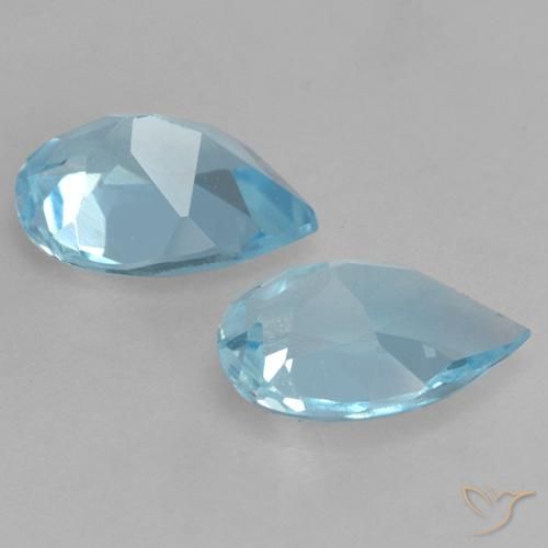 Gemas de Topacio Azul Suizo natural de 1.53 ct, En forma de pera, VVS-VS