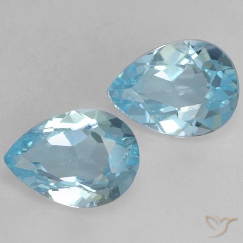 Gemas de Topacio Azul Cielo natural de 1.57 ct, En forma de pera, VVS-VS