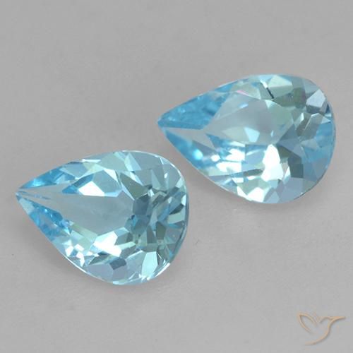 Gemas de Topacio Azul Cielo natural de 1.52 ct, En forma de pera, VVS-VS