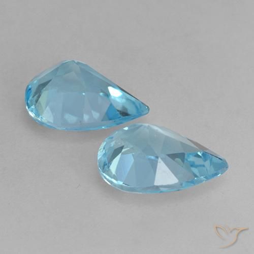 Gemas de Topacio Azul Cielo natural de 1.52 ct, En forma de pera, VVS-VS