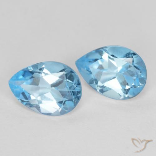Gemas de Topacio Azul Suizo natural de 1.69 ct, En forma de pera, VS