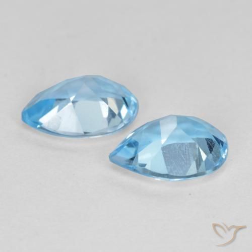 Gemas de Topacio Azul Suizo natural de 1.69 ct, En forma de pera, VS