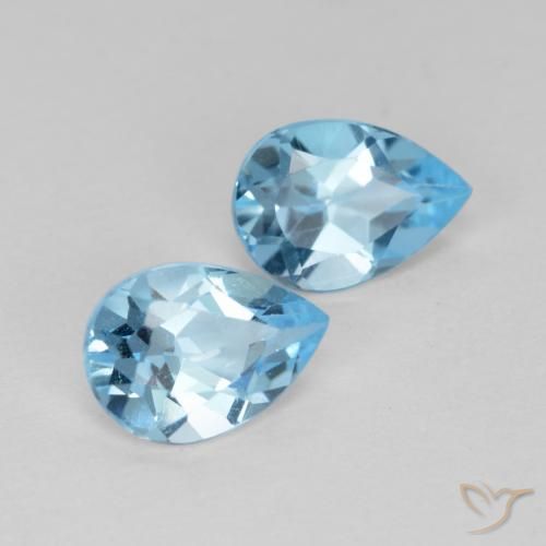 Gemas de Topacio Azul Suizo natural de 1.56 ct, En forma de pera, VS