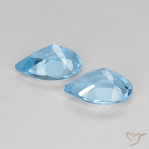 Gemas de Topacio Azul Suizo natural de 1.56 ct, En forma de pera, VS