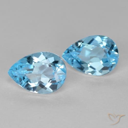 Gemas de Topacio Azul Cielo natural de 1.63 ct, En forma de pera, VS