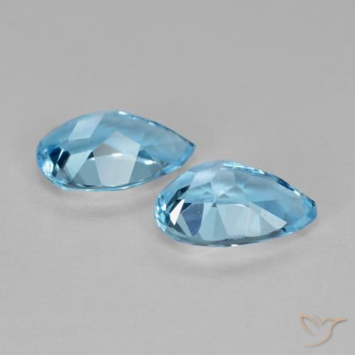 Gemas de Topacio Azul Cielo natural de 1.63 ct, En forma de pera, VS