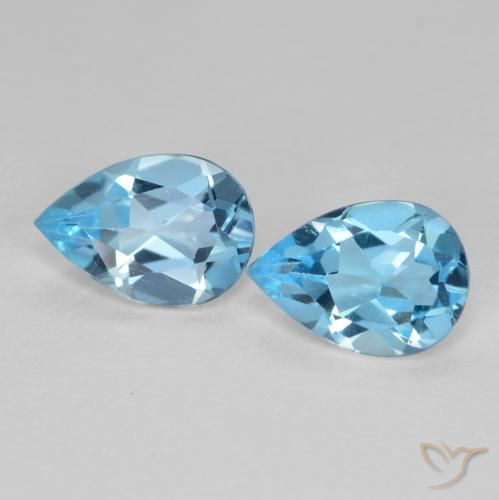 1.57ctw Natural Azul Suizo Topacio, En forma de pera, VS