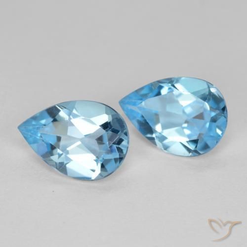 Gemas de Topacio Azul Suizo natural de 1.57 ct, En forma de pera, VS