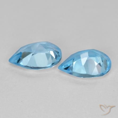 Gemas de Topacio Azul Suizo natural de 1.57 ct, En forma de pera, VS