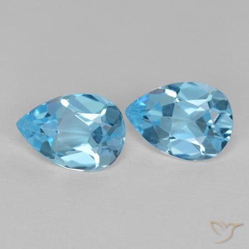 Gemas de Topacio Azul Suizo natural de 1.65 ct, En forma de pera, VVS-VS