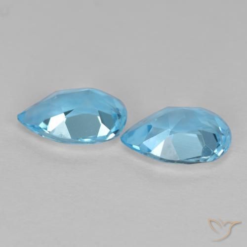Gemas de Topacio Azul Suizo natural de 1.65 ct, En forma de pera, VVS-VS
