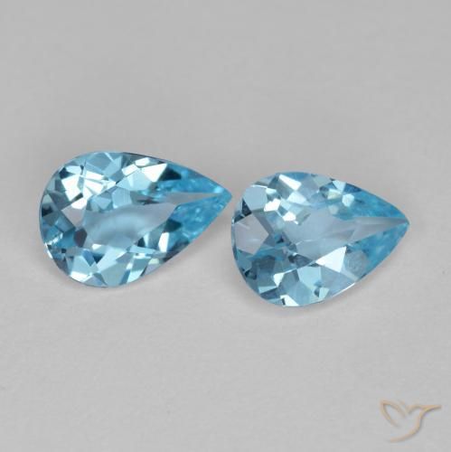 Gemas de Topacio Azul Cielo natural de 1.35 ct, En forma de pera, VVS-VS