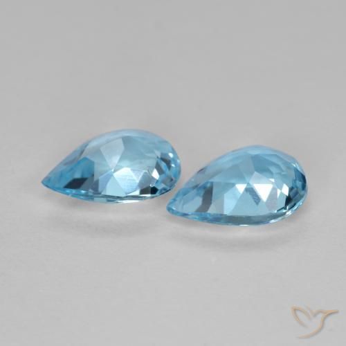 Gemas de Topacio Azul Cielo natural de 1.35 ct, En forma de pera, VVS-VS