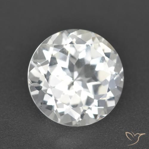 Topacio Blanco claro natural de 4.29 ct, Redondo, VVS