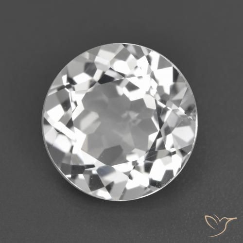 Topacio Blanco claro natural de 3.80 ct, Redondo, VVS
