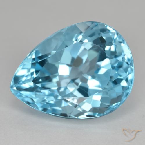 Topacio Azul Suizo natural de 12.74 ct, En forma de pera, VVS